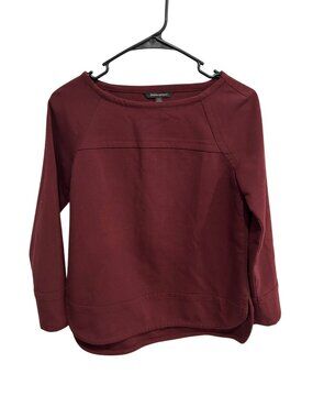 Banana Republic Long Sleeve Pullover Top Burgundy XXS Petite Bateau Heavyweight